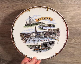 Vintage Le Havre Normandy Northern France Création Artistique À. L'honneur Porcelaine Souvenir Wall Plate | French Harbour City Collectibles