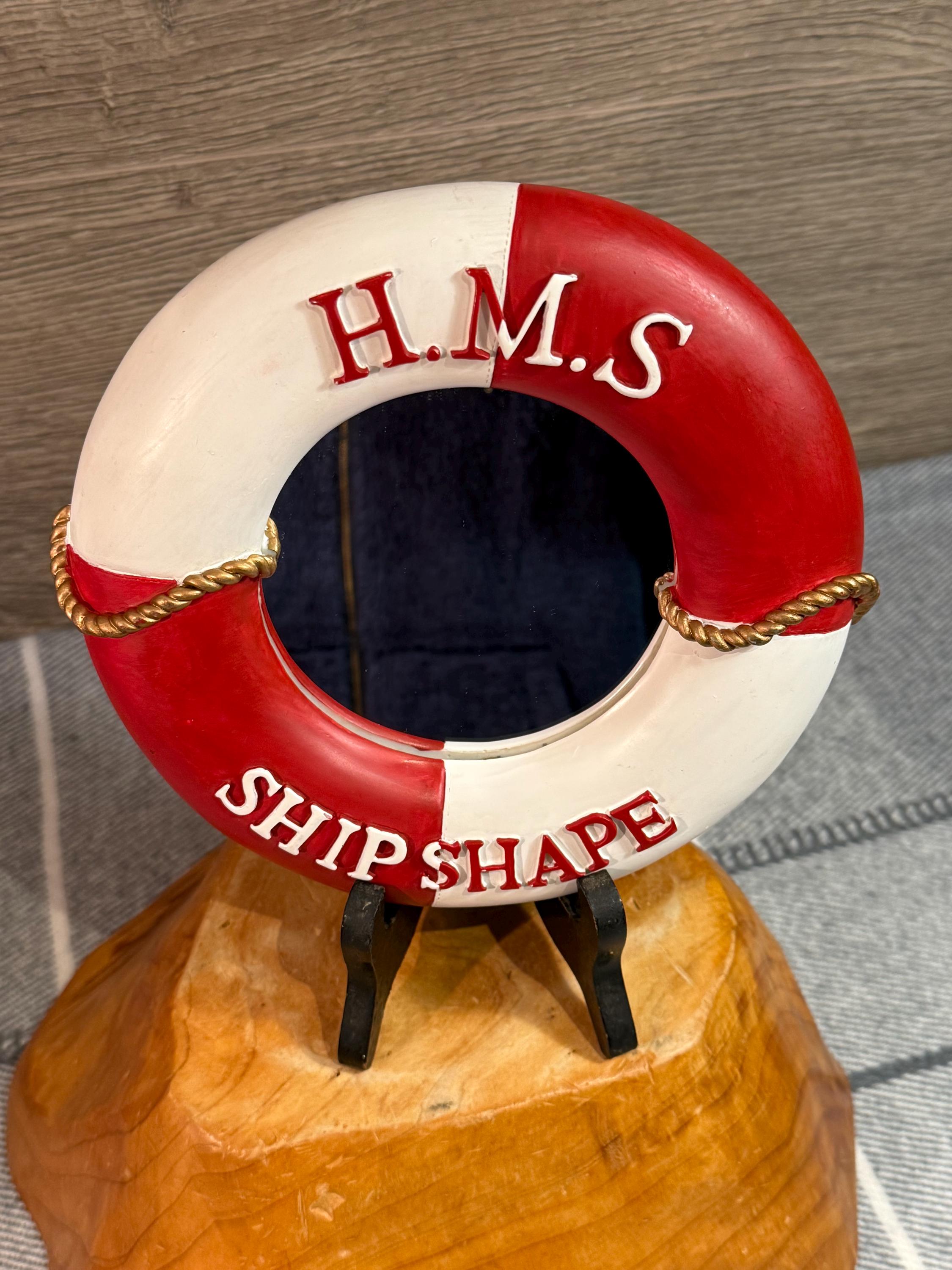 ヴィンテージ HMS ShipShape EPL 97 赤と白の救命浮輪 小型壁掛け 
