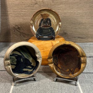 Vintage Marjorie Keith Jamaica Hand Crafted Studio Art Ceramic Ashtrays- Set of 3 | Natural Earthy Colour Trinket Trays | Snacks & Nibbles