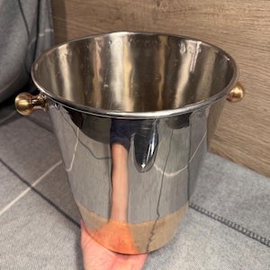 Vintage Hand gefertigt Artisan zweifarbigen Kupfer und silberfarbenen Metall Champagner Eimer | Luxus Barware Sammlerstücke | Bubbles Cooler Lebensstil