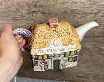 Preloved Collectible Fine China Pub Teapot &#39;The Shakespeare&#39; Christopher Wren for Staffordshire Tableware Traditional English Novelty Teapot