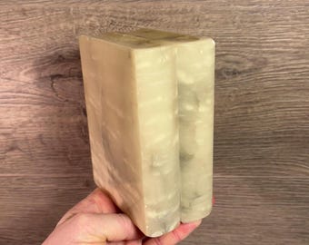 Sujetalibros vintage de ónix tallado a mano, pesado, de 1,7 kg, de piedra mineral natural, pisapapeles de oficina MCM, accesorios para biblioteca y estudio en casa