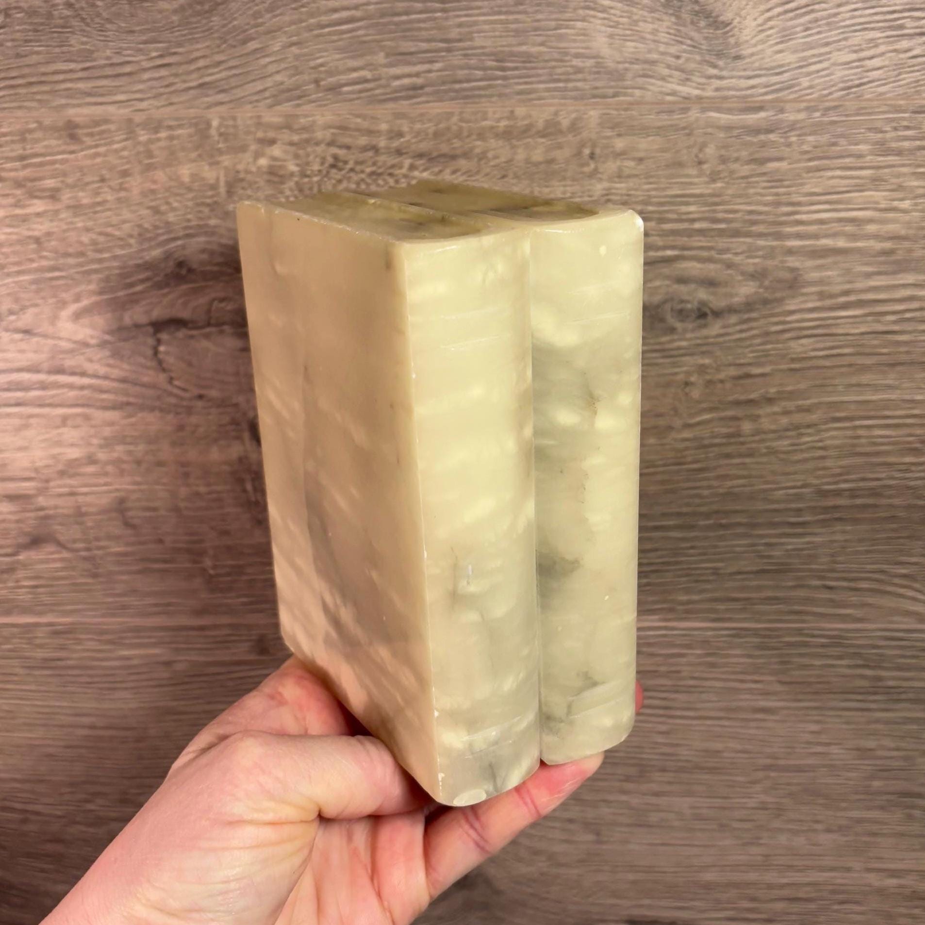 Vintage 1.7kg Heavy Hand Carved One Onyx Bookend | Natural