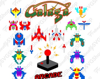 Galaga Retro Video Game Icons Vector Artwork