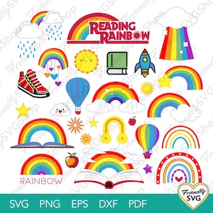 Illustrazione vettoriale di arcobaleno di lettura