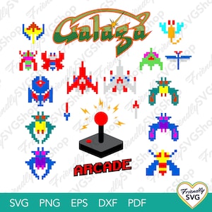 Galaga Retro-videogamepictogrammen vectorkunstwerk