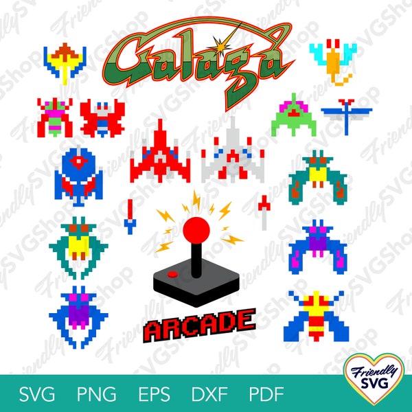 Galaga Retro Video Game Icons Vector Artwork