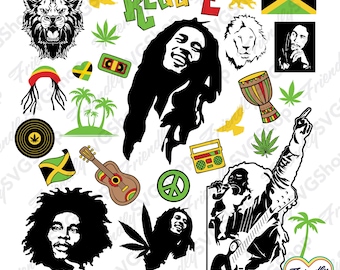 Reggae Music Icons Vector Artwork
