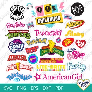 90's Childhood Toys Vector Artwork Icons