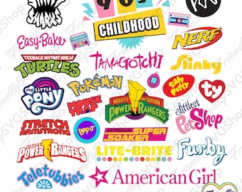 90's Childhood Toys Vector Artwork Icons