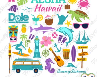 Hawaii Vacation Vector Artwork Icons