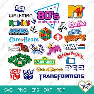 80's Childhood Toys Vector Artwork Icons