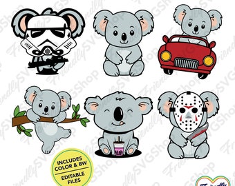 Koala Characters, vector graphic, clip art