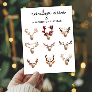 Carte souvenir personnalisée d'empreintes digitales de renne de Noël pour bébé, cadeau pour les grands-parents tantes et oncles, téléchargement immédiat, impression, création