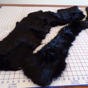 genuine skunk 3 large pieces, DIY craft supplies, craft cutter fur, pieces/the same fur coat, recycled fur, natural fur, scrap fur (#051)