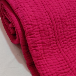 Both Side Hot Pink Kantha Quilt, Handmade Blanket, Light Weight Quilted Throw, Cotton Blanket, Handstitched Kantha Quilt, Soft Cotton Throw