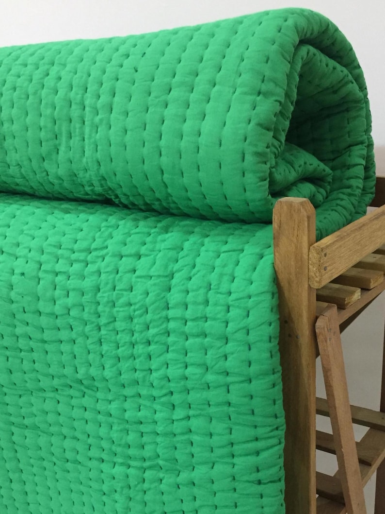 Lightweight cotton kantha throw.