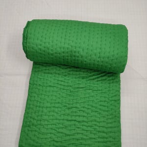 草緑色のカンタキルト、軽量キルティングスロー、手作りブランケット、コットンブランケット、ボヘミアンベッド、通気性のあるキルト。 画像 11