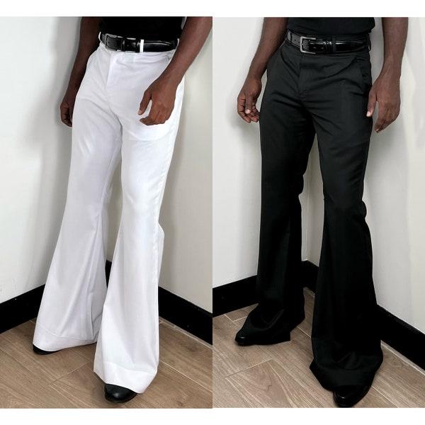 Pantalons évasés pour hommes, pantalons élégants, coupe patte d'éléphant pour hommes, pantalons tendance cool pour hommes, vintage décontracté pour hommes, pantalons disco, évasés évasés, pantalons années 70