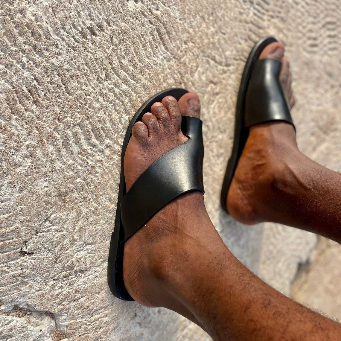 Comfortable Black Leather Sandal,easy Fashionable Men's Sandal,men's