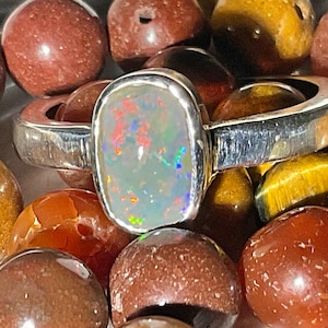 Natural Australian Coober Pedy White Opal Ring 23.00 Carat
