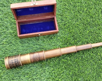Antique Brass Telescope: Victorian Style with Wooden Gift Box