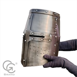 Medieval Templar Crusader Helmet, Knight Armor Helmet, Greek Roman Spartan Armour, Silver Antique Helmet, Cosplay helmet, Halloween Gift