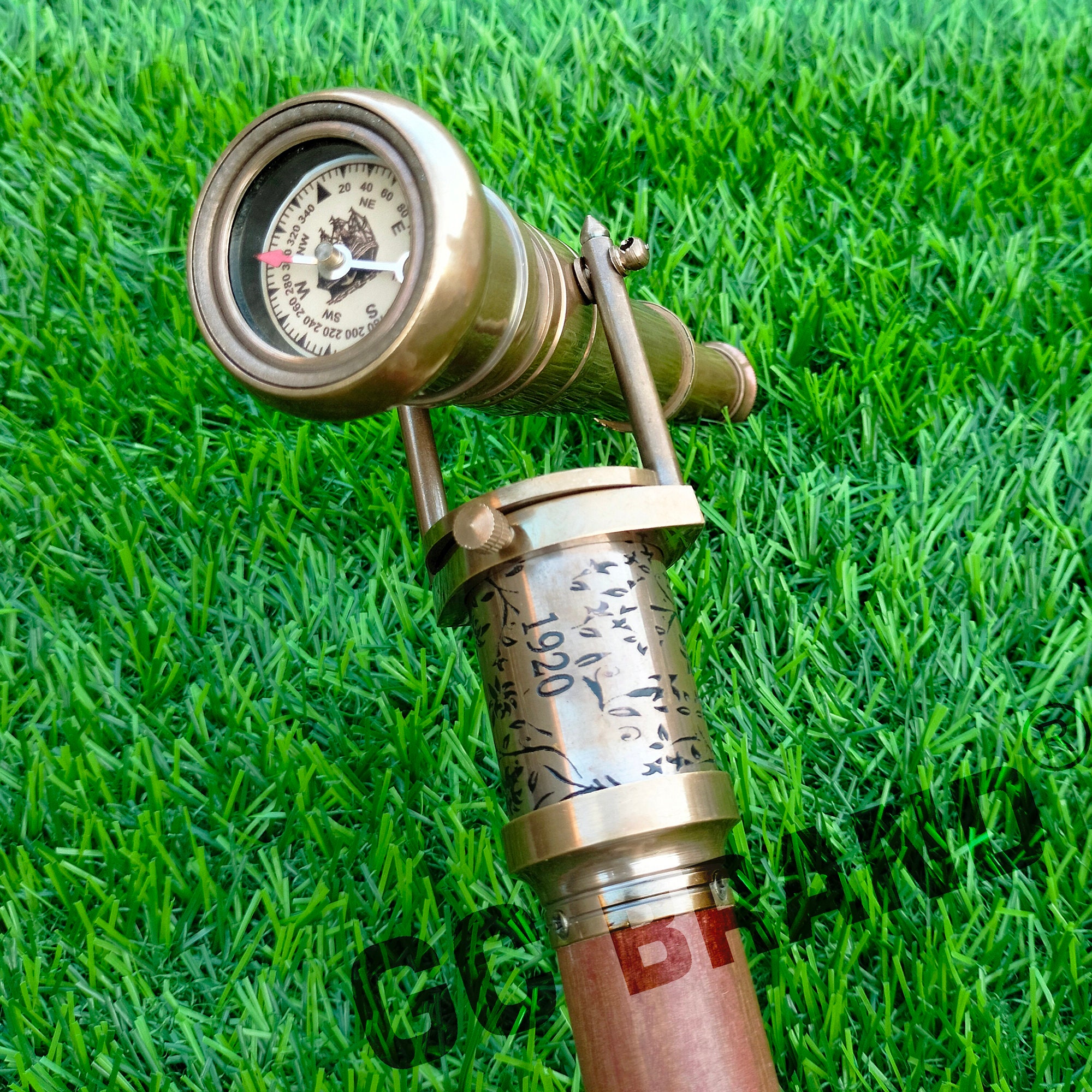 Telescopio In Ottone Dollond London, Replica Da Pirata, 40,6 Cm, Con Custodia In Pelle Cucita A Mano