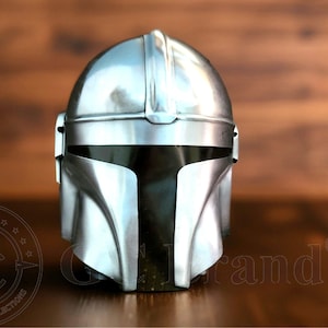 Mandalorian Helmet Adult Size, Steel Star Wars Cosplay Prop with Liner & Chin Strap - Boba Fett Deluxe, Handmade medieval Gift.