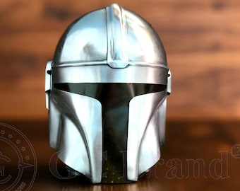 Ręcznie robiony stalowy hełm Mandalorianina, rekwizyt do cosplayu z Gwiezdnych Wojen