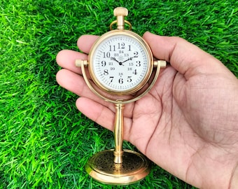 Personalized Pure Brass Desk Clock: Table Decor, Timeless Collectible Gift