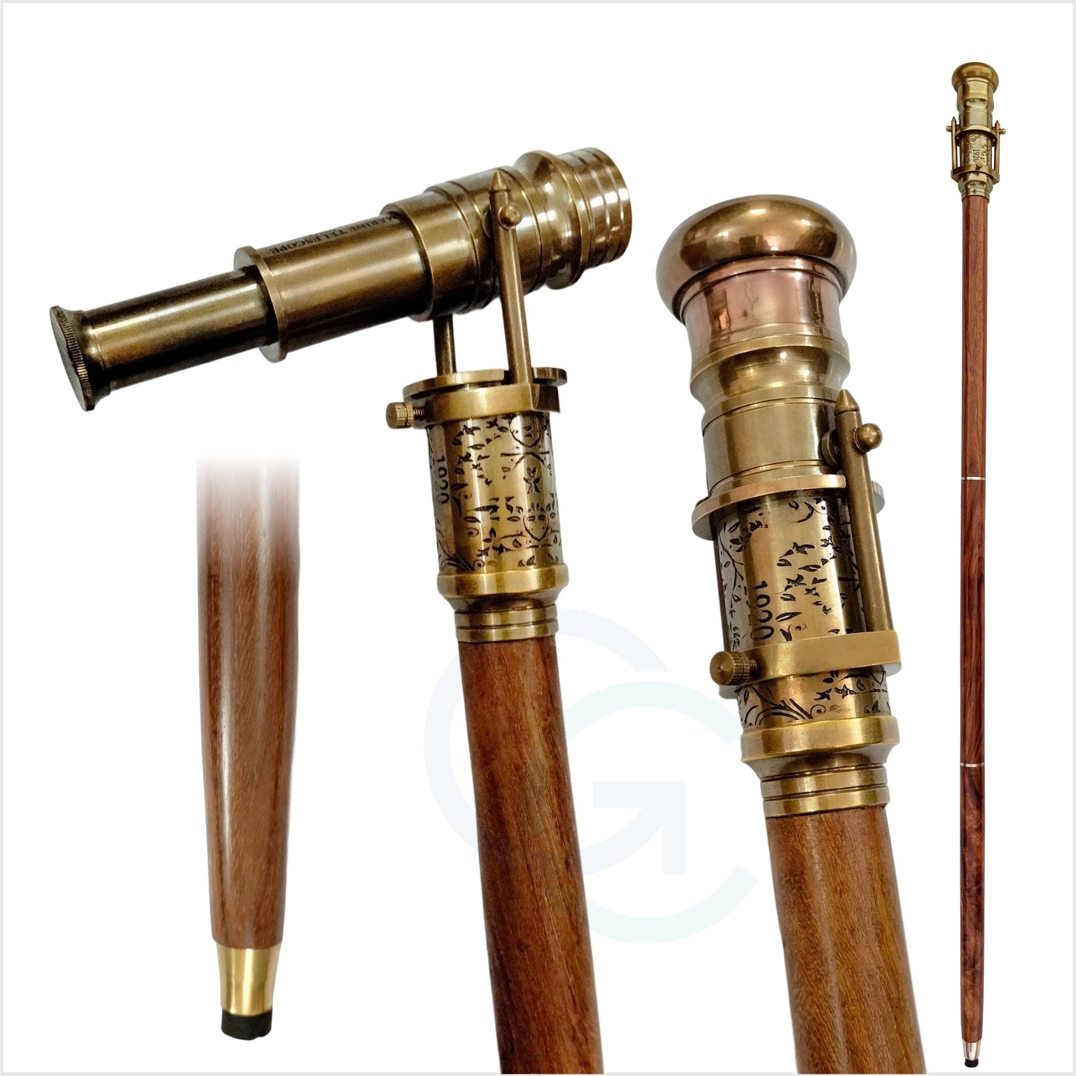 Victorian Walking Stick Cane with Honey Cognac Amber Handle - Ruby