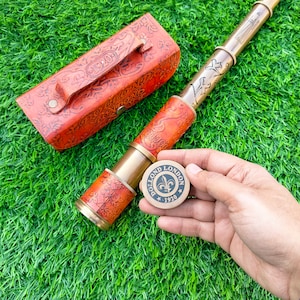 Dollond London 1920 Antique Nautical Marine Telescope Spyglass with Leather Case - Full Functional Pirate Spyglass - 16 Inch Extended Size