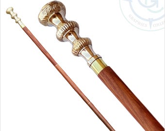 Solid Brass Nautical Walking Stick: Rosewood Gentleman's Cane