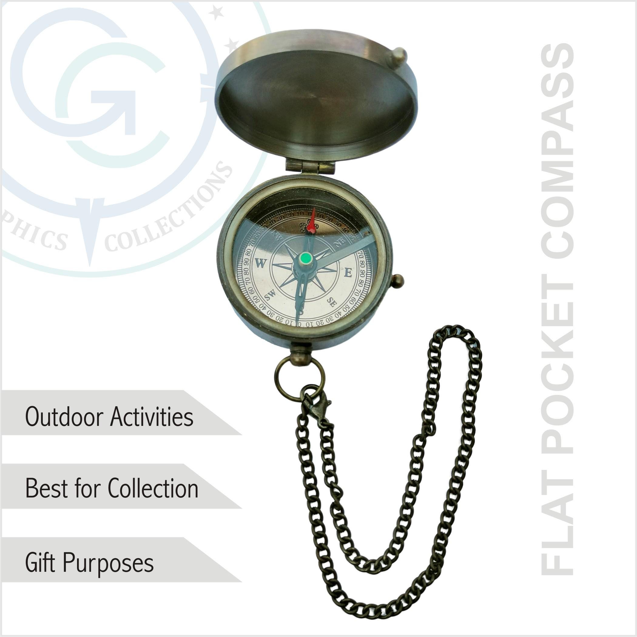 Boussole De Poche Nautique En Laiton - Style Antique Vintage - Cadeau Maritime