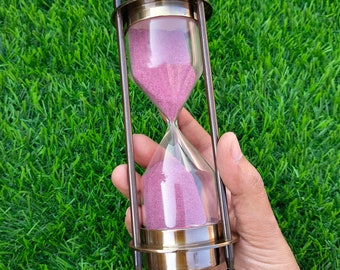 Vintage Brass Sand Timer: Antique 5 Minutes Hourglass with Compass Both Ends.