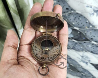 Antique Brass Pocket Compass (Thread Compass) Kelvin & Hughes London 1917 Replica