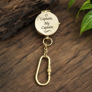 Pure Brass Compass Keychain: Nautical Camping Gift, Engraving Available