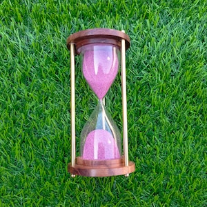 Hourglass Sand Timer Clock, Home Decor Ideal for Exercise, Tea Making, Study Table Decor, Nautical Decor Theme Wood & Brass