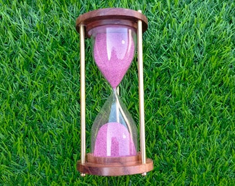 Wood & Brass Hourglass Sand Timer: Nautical Home Decor