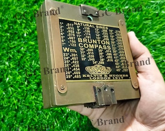 Antique Brass Brunton Compass: Kelvin & Hughes London 1917 Full Functional Compass