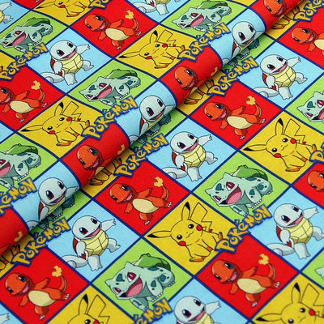 Pikachu Fabric Pokemon Pocket Monster Fabric 100% Cotton Fabric Anime ...