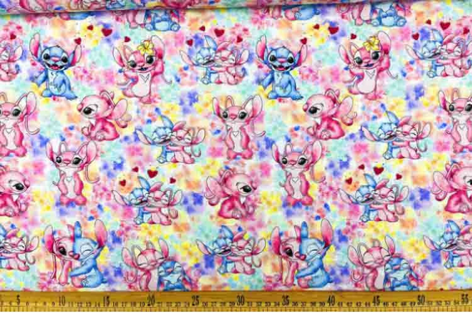 Stitch and Angel Fabric Blue Pink Koala Fabric 100 Cotton Etsy