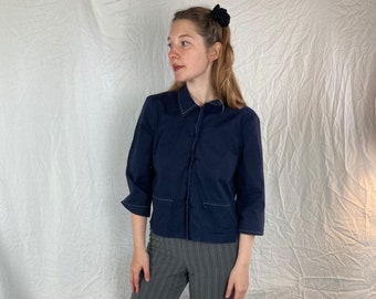 vintage navy blue cotton jacket