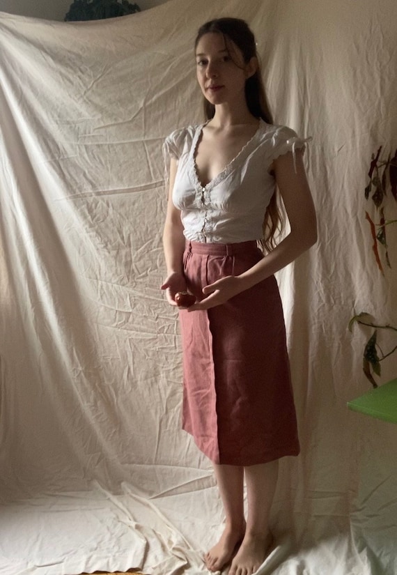 dusty pink 100% wool skirt