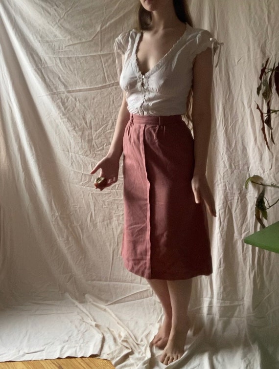 dusty pink 100% wool skirt - image 2