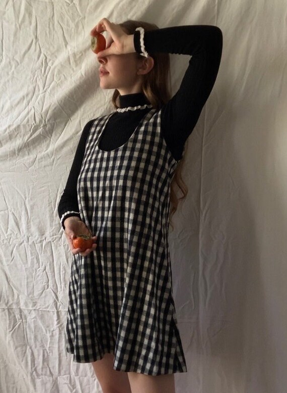 Pinafore top dress checkered