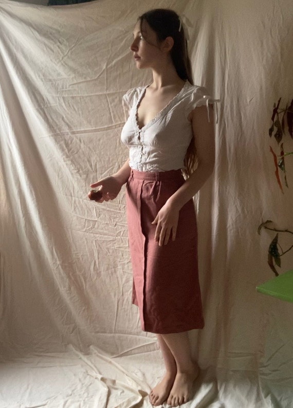 dusty pink 100% wool skirt - image 4