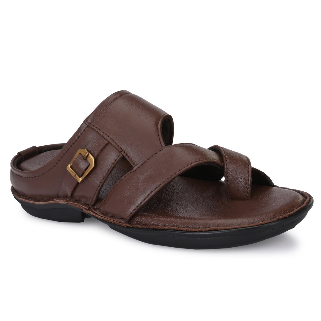 mens brown sandals leather