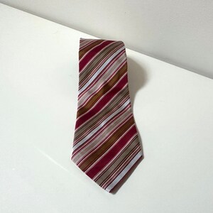 Vintage Stripped Silk Vintage Tie for Men Made in Italia Groom Cotton Ties Boho Red Beige Gift for Him Neckties